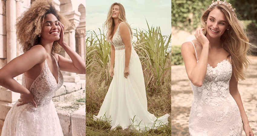Collage of Models Wearing the Perfect Wedding Dress for Different Body Types